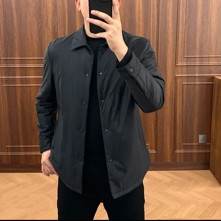 2025冬季新款男士棉服翻领纯色百搭商务休闲行政棉服加棉外套保暖