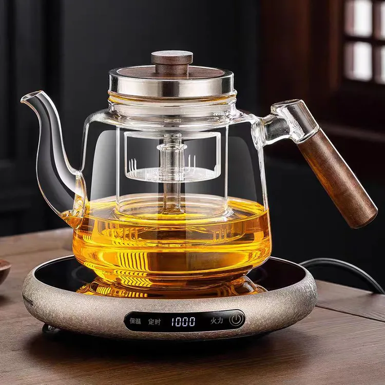 电陶炉煮茶壶玻璃蒸煮一体家用烧水壶泡茶壶煮茶器煮茶炉茶具套装