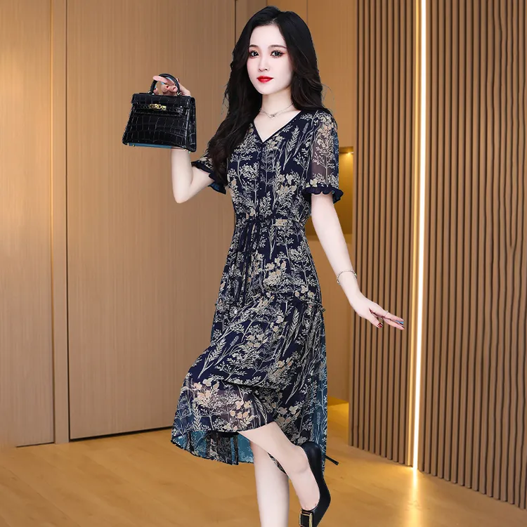 【可蓓儿】纱料小个子气质连衣裙2025新款女广州十三行减龄显瘦裙子