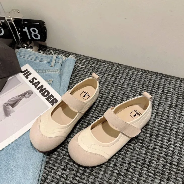 玛丽珍单鞋女夏款平底软底魔术贴舒适时尚百搭休闲鞋