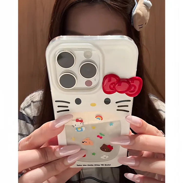 雅天立大嘴kt立体蝴蝶结适用iPhone16p苹果手机壳华为vivoppo小米