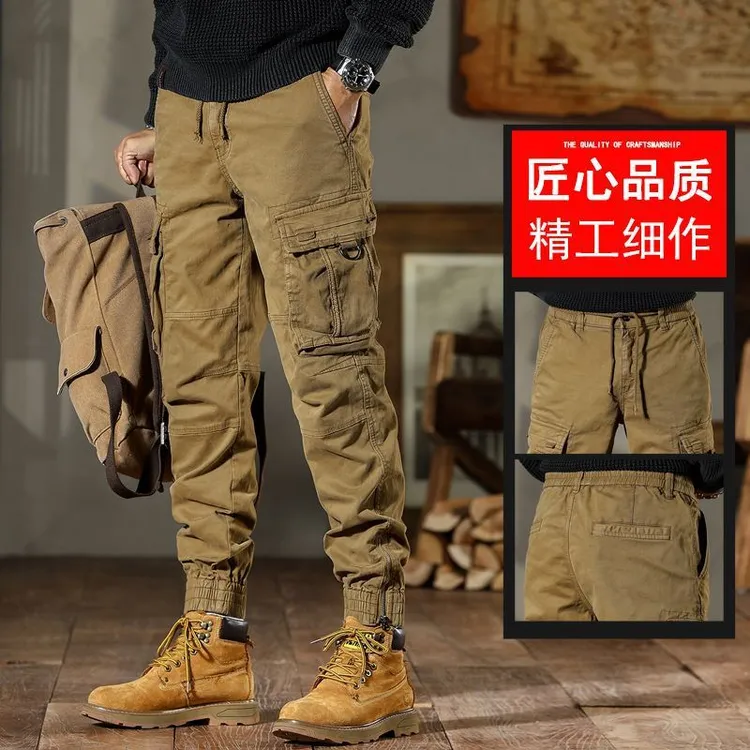 新款男士秋冬美式工装裤裤子复古口袋潮牌休闲裤2025束脚宽松休闲