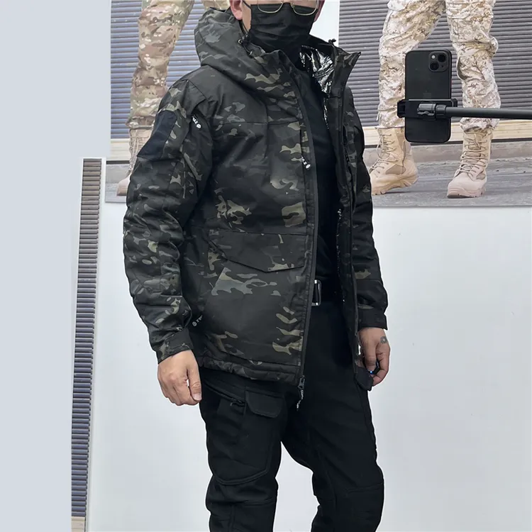 冬男户外加厚赤焰棉服迷彩外套连帽保暖防寒防水冲锋衣棉袄