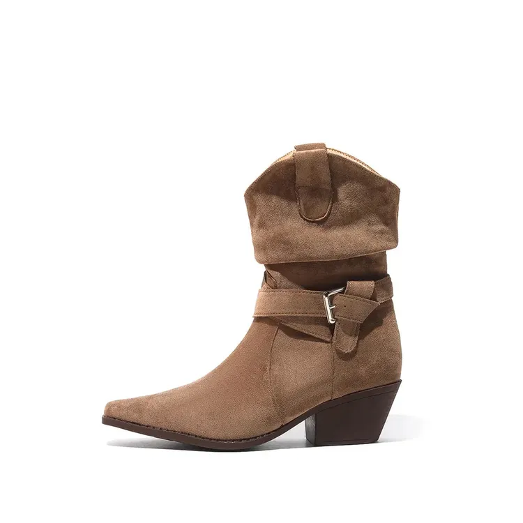 真皮赵露思同款增高小个子 磨砂复古秋季新款切尔西靴 00292高跟