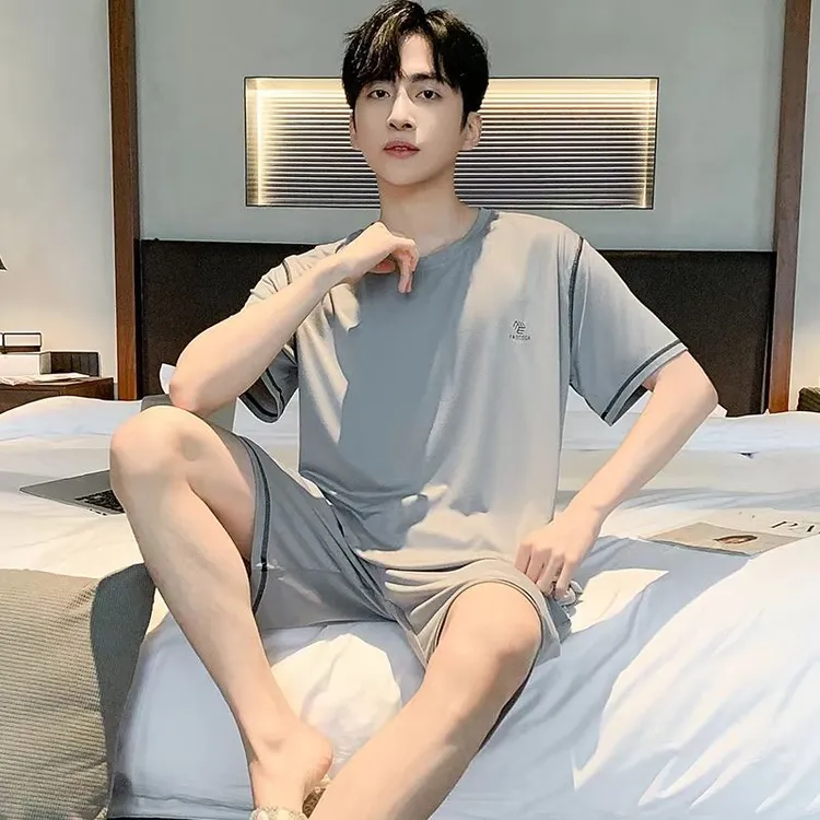 雅鹿男士睡衣夏季短袖莫代尔2025新款夏天男薄款青少年家居服套装