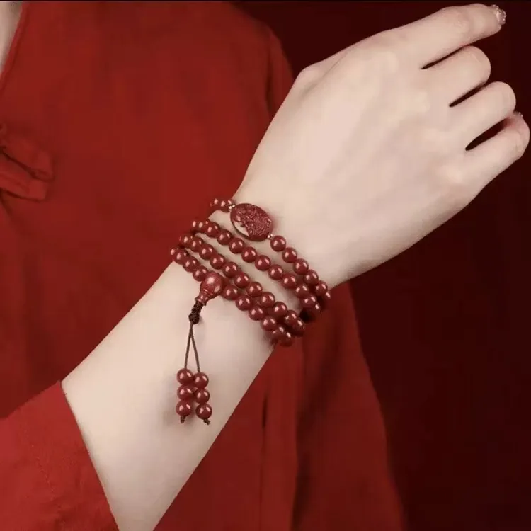 含辰砂工艺品505紫金砂0.8 108颗观音佛牌手串