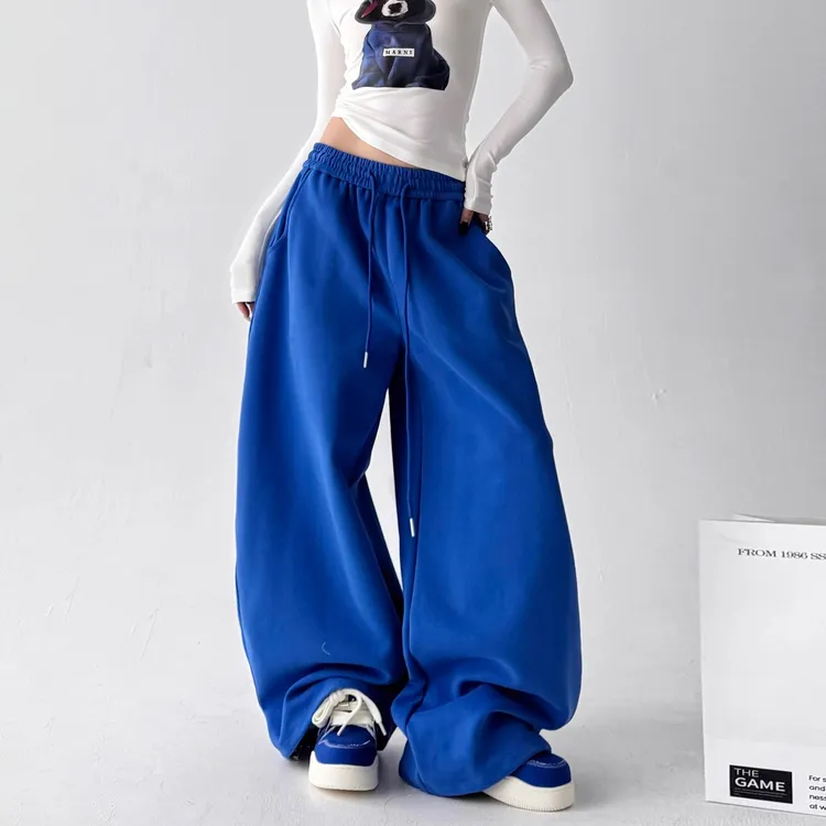 美式辣妹克莱因蓝运动卫裤新款潮牌女装宽松垂感阔腿爵士舞休闲裤