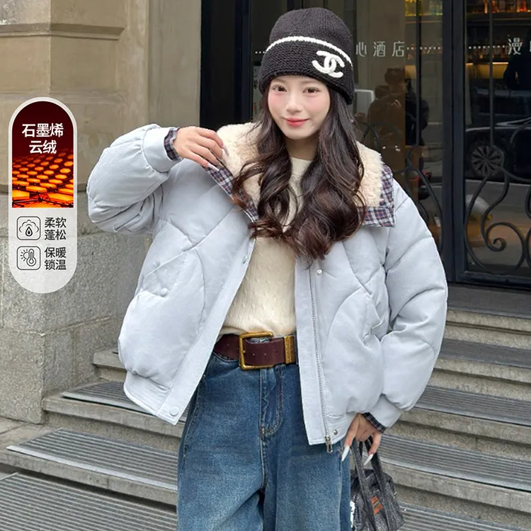 新款短款百搭石墨烯云绒保暖宽松棉服外套洋气时尚百搭韩版小个子