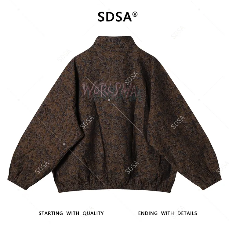 SDSA男士秋冬新款痞帅男装国风立体提花刺绣字母立领夹克外套复古