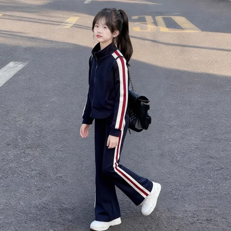 女童套装春秋季2025新款6-12岁15岁中大童运动休闲裤子两件套潮