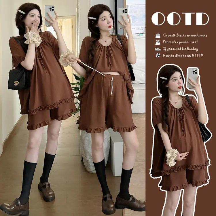 橙子家-小个子2025夏季新款大码阔腿短裤时尚复古宽松显瘦孕妇装 