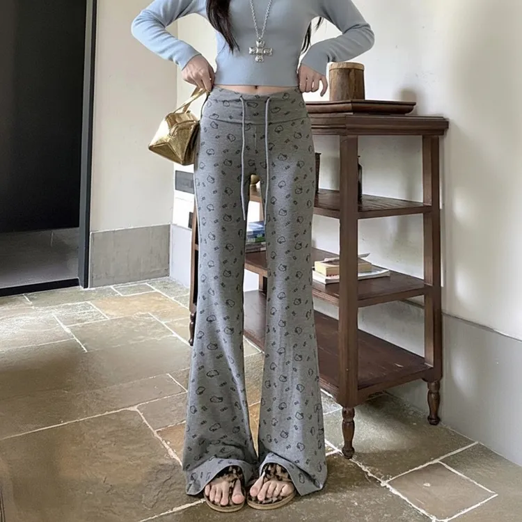 孕妇裤子休闲秋冬季外穿抽绳高腰超模裤弹力微喇裤垂感抖抖裤长裤