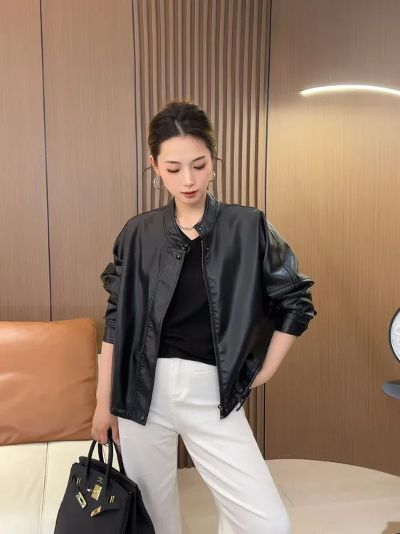 海宁真皮皮衣  春秋新款短款女皮夹克休闲百搭 KFLD-1602#