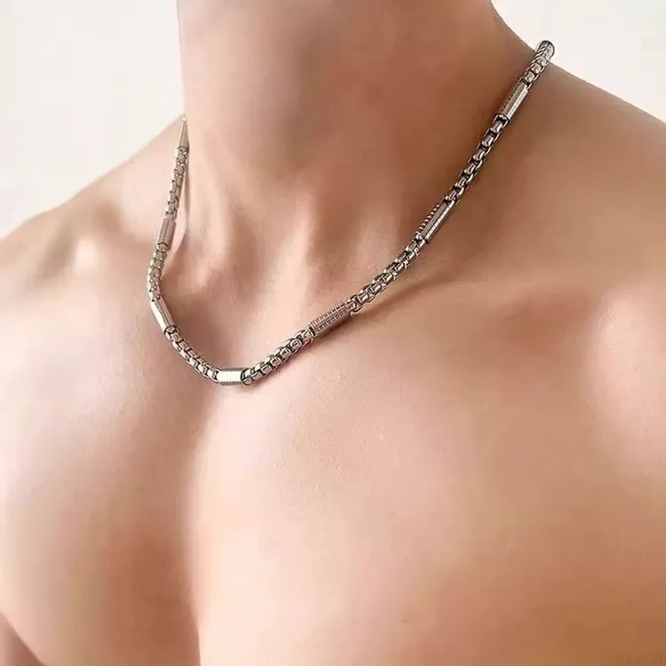 钛钢项链  个性时尚圆筒项链轻奢百搭欧美简约个性素款配饰设计感