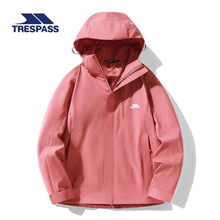 【Trespass】户外冲锋衣连帽可拆卸情侣冲锋衣适合徒步登山