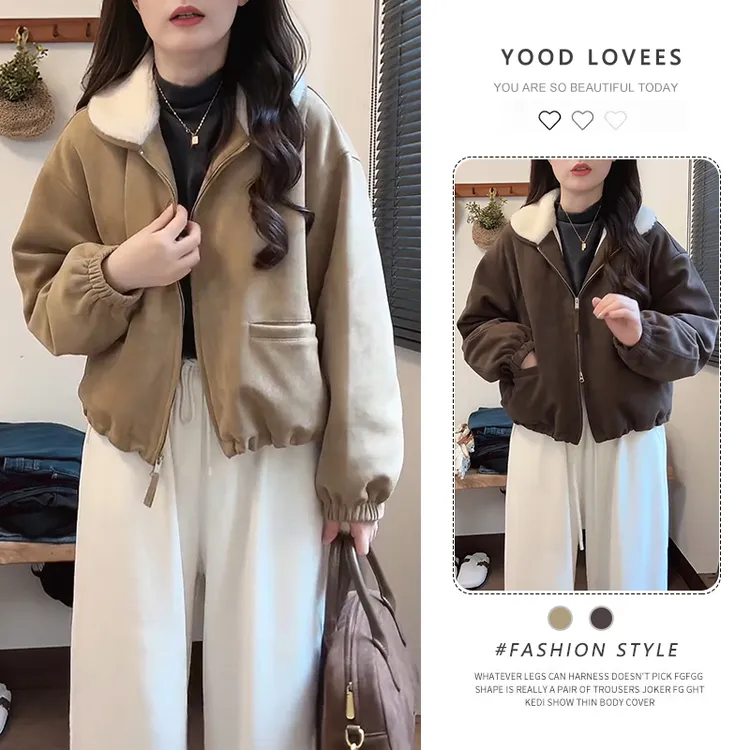 高级感时尚翻领加厚外套女2025秋冬新款今年流行百搭爆款保暖外套