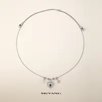 muyang/慕阳 铜合金玻璃项链 百搭时尚简约坠链精致蕾心项链