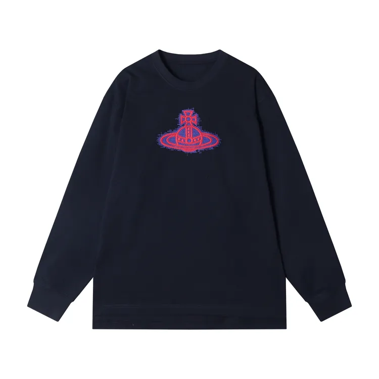 早春新款时尚个性潮牌土星刺绣印花长袖T恤百搭ins潮流套头上衣