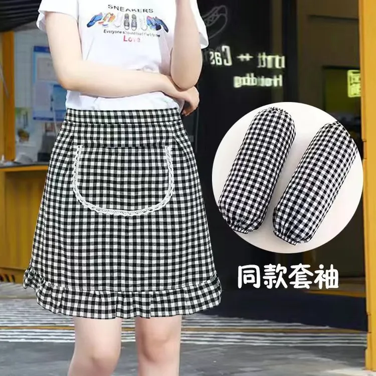 洋气半截围裙半身裙家用厨房做饭围腰棉布透气夏季薄款上班工作服