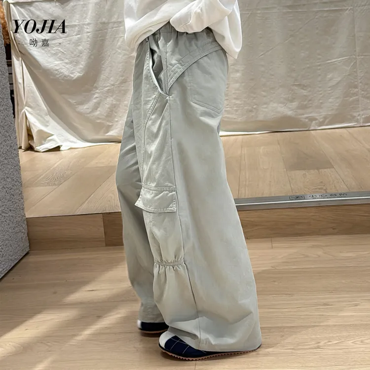 YOJIA女童工装裤春秋2025新款洋气户外休闲裤秋装薄款儿童装裤子