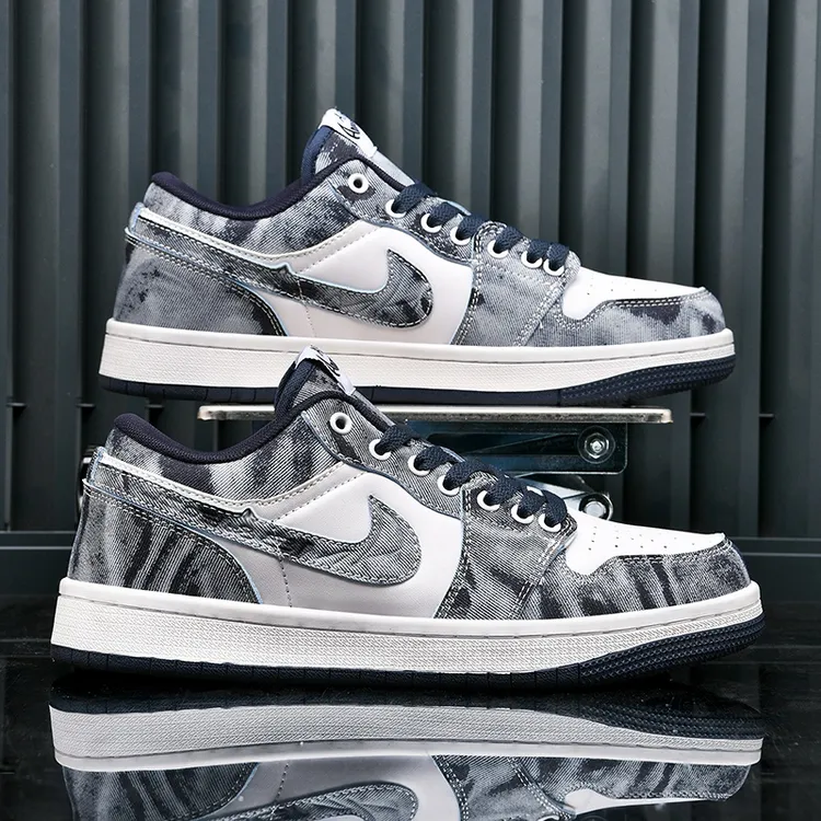 莆田aj男鞋黑白熊猫aj1低帮牛仔蓝板鞋联名款空军一号low运动鞋女