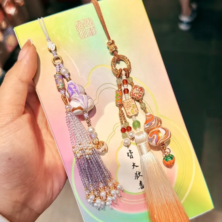 杭州福禄降铃紫色渐变大漆葫芦铃铛挂件包挂汽车挂件灵隐景区文创