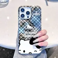 黑格纹美式西太后kitty双层imd手机壳适用苹果iPhone17/16promax