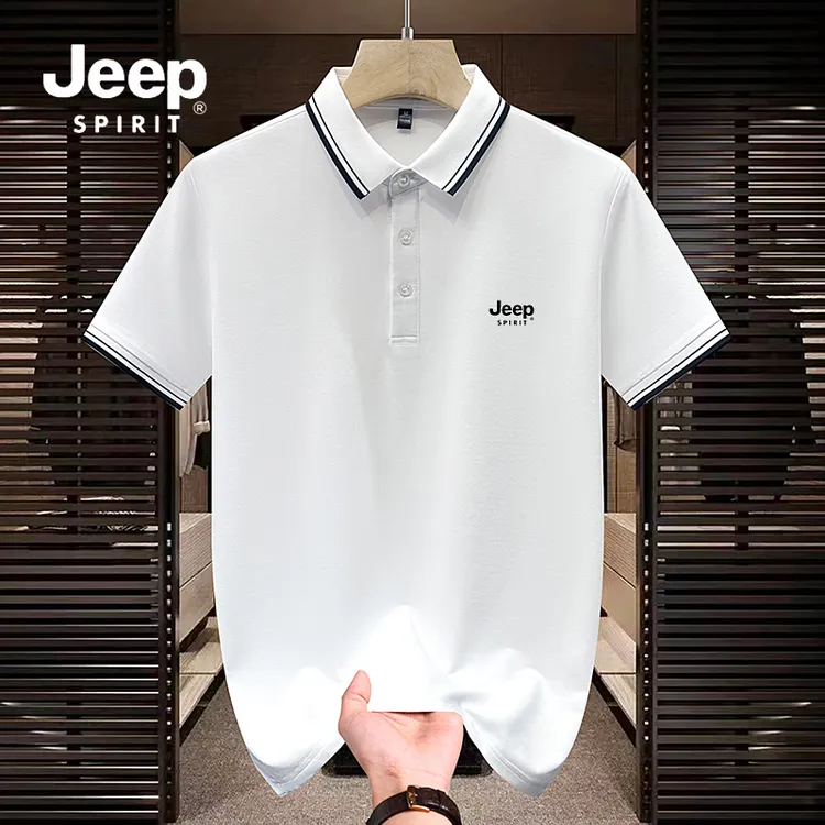 JEEPSPIRIT 吉普夏季商务翻领POLO衫男宽松透气休闲百搭短袖上衣