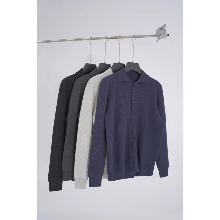 FCC【细流水纹排扣开衫】秋季时尚简约宽松休闲百搭男生纯棉针织衫