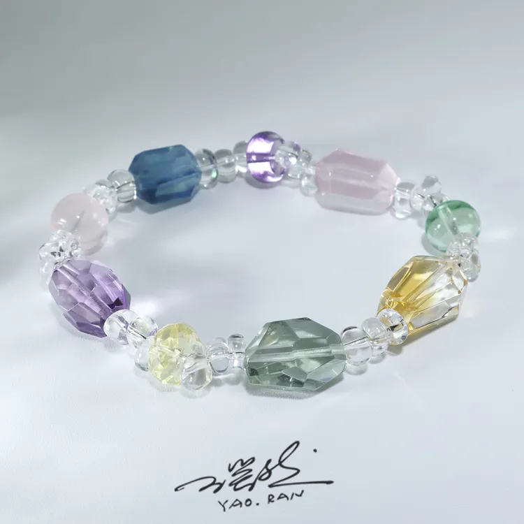 【瑶光】水晶多彩手串净体随形切面五行搭配手链