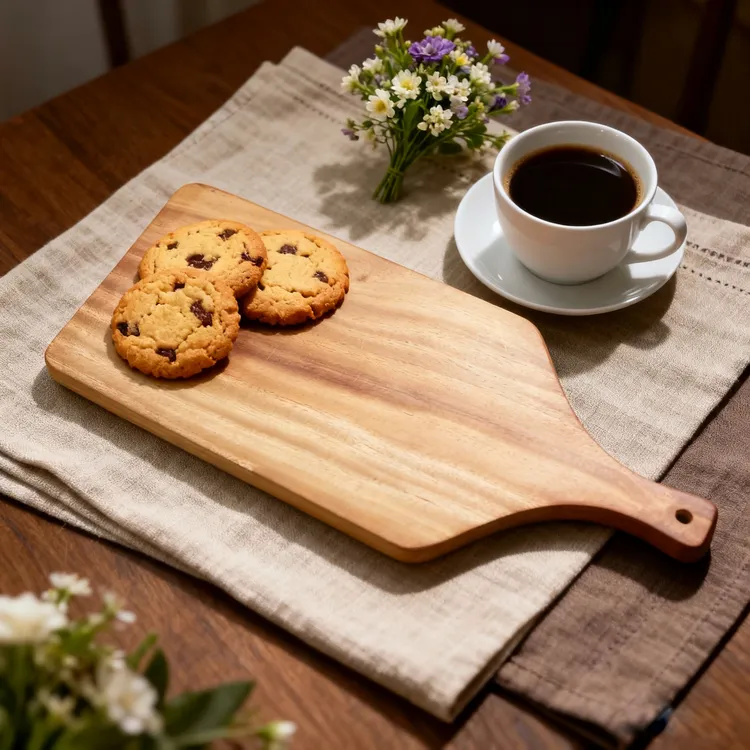 HM100原木原色实木菜板熟食板点心板尺寸：38*17*1.5cm 送锅铲1个