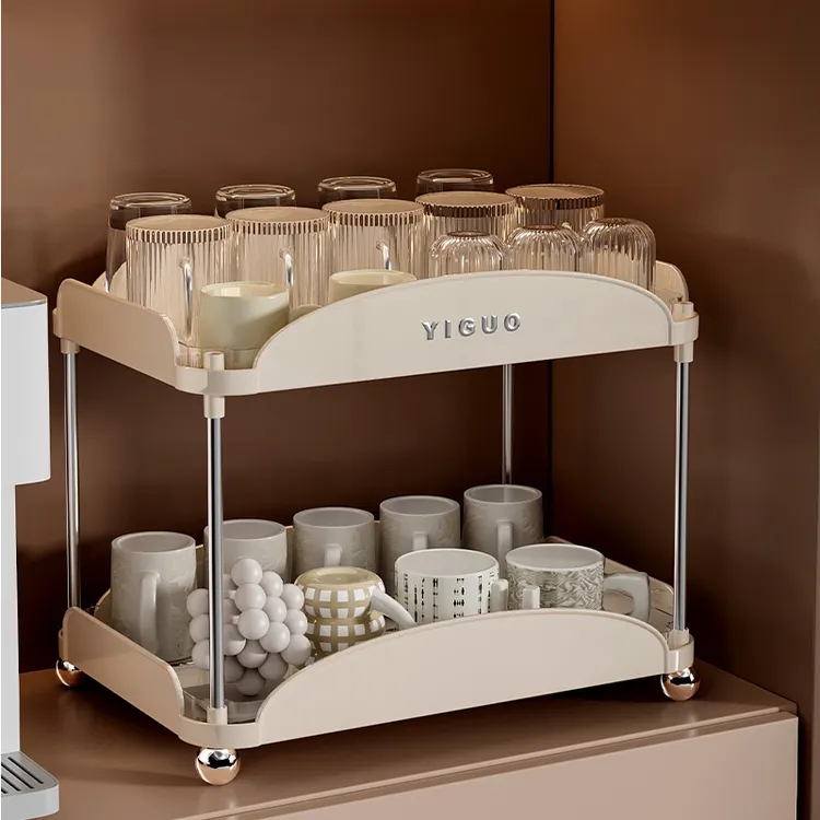 水杯收纳置物架桌面零食多层吧台客厅茶水间咖啡杯沥水托盘储物柜
