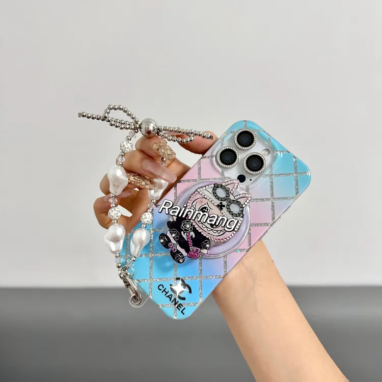 【菱格纹布布】大牌适用iPhone16ProMax苹果15磁吸支架手机壳14 13