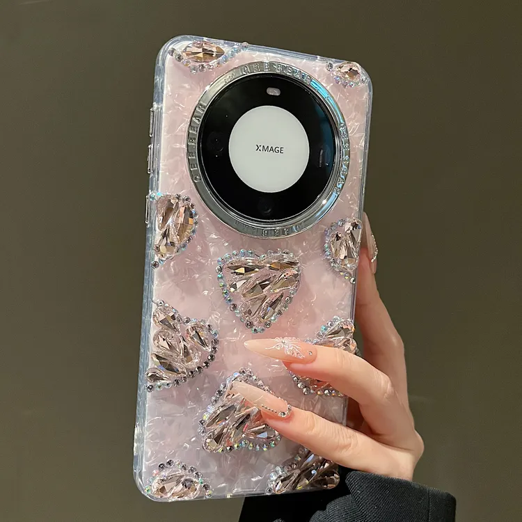 ins风立体水钻爱心适用华为mate70pro+手机壳女款高级感奢华防摔