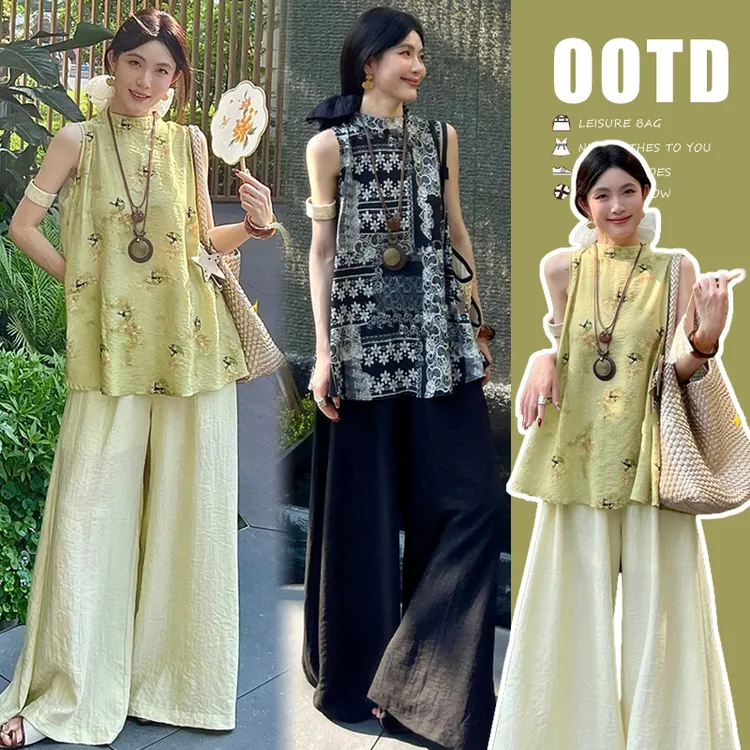 孕妇装2025春夏新款松弛感民族风甜美宽松休闲百搭孕妇阔腿裤套装