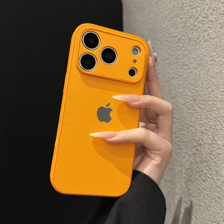 高级简约素皮纹适用苹果17promax手机壳时尚iPhone16创意15个性14