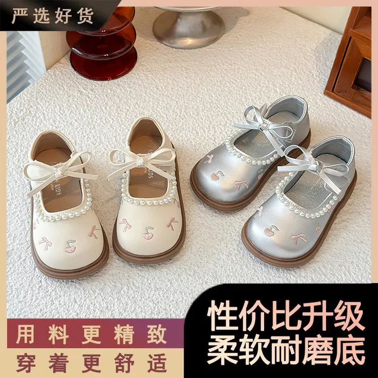 女童鞋子小皮鞋2025秋季新款公主鞋女宝宝防滑软底刺绣单鞋表演鞋