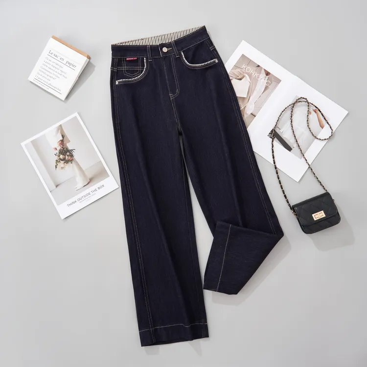 【现货+有弹力】秋季新款高腰大码显瘦百搭直筒裤牛仔裤女