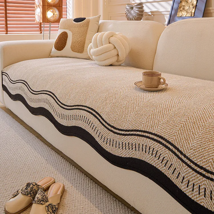 (异形晚颜)雪尼尔沙发垫四季通用防滑新款一片式沙发盖布防尘