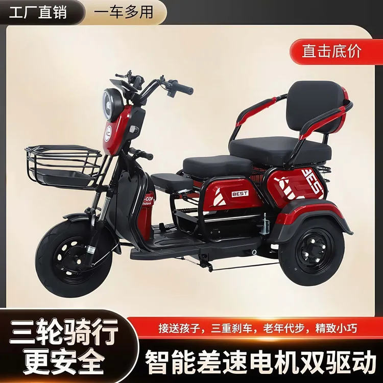 新款国标电动三轮车成人家用接送孩子女士小型电瓶车老年代步车
