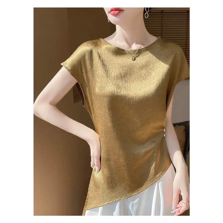 新款短袖时尚套头衬衫小众设计气质独特别致新2025炸街国风衣服女