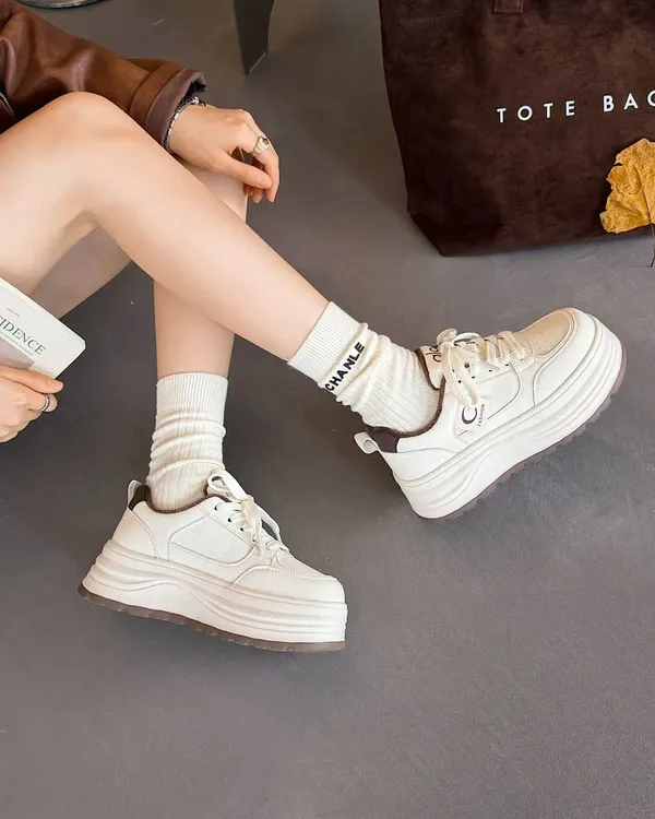 厚底增高6CM冬季加绒保暖时尚休闲鞋女鞋时尚百搭休闲鞋真皮秋季