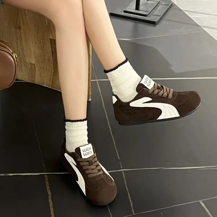 德训鞋冬季新款平底舒适百搭系带时尚加绒休闲鞋1953