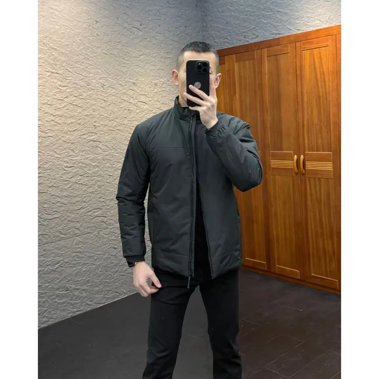 2025秋冬新款时尚休闲净版立领拉链男士棉服夹克外套25358