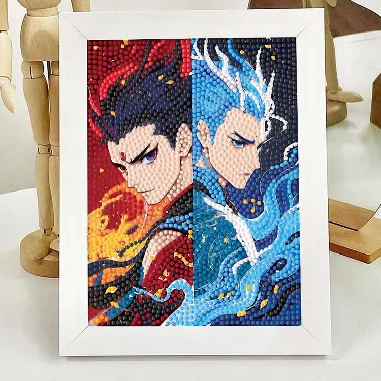 哪吒钻石贴画人偶儿童手工diy材料包点钻粘贴画满钻带框批发贴钻