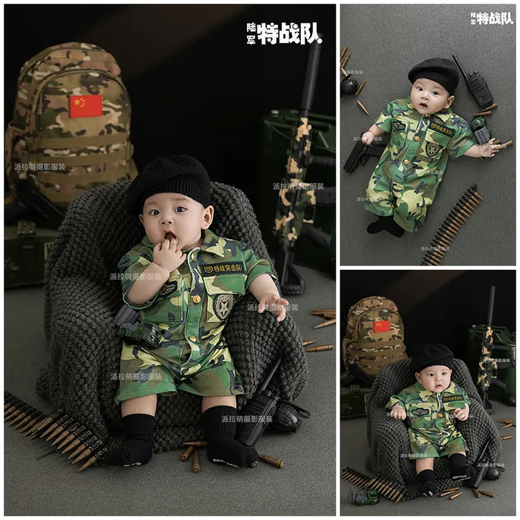 儿童摄影服装特种兵主题宝宝百天照周岁照拍照衣服道具影楼写真照