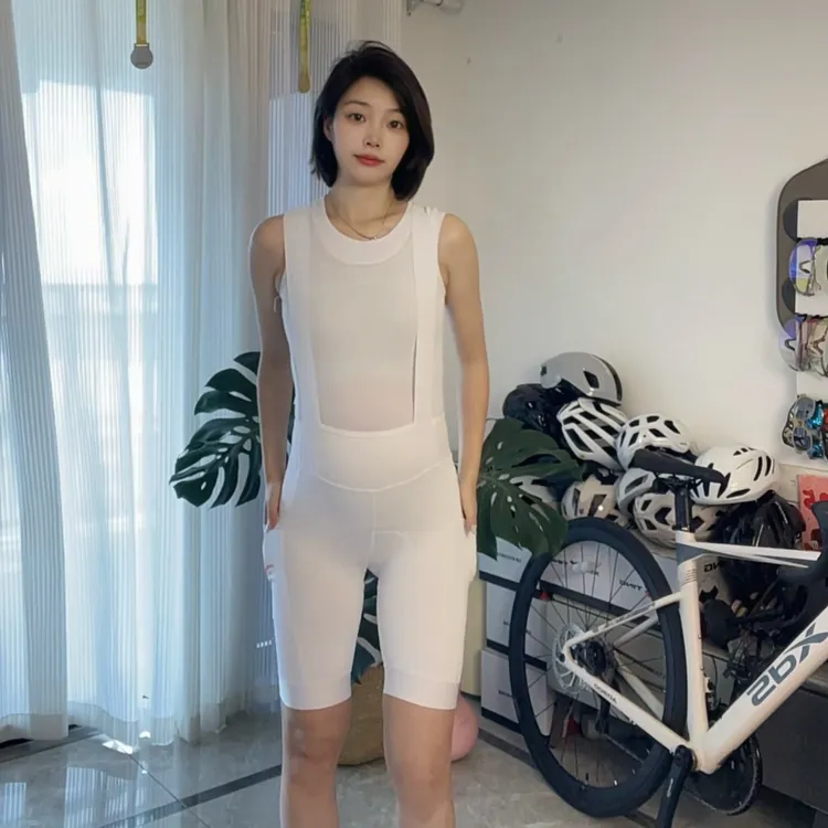 CAWANFLY弛风骑行白色骑行裤不透白骑行背带裤骑行装备