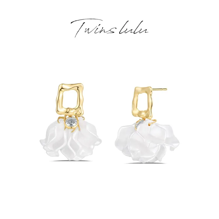 TWINS LULU 镀K金 小众轻奢ins氛围感配饰立体花瓣耳环TSL907