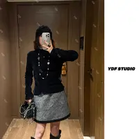 YDFSTUDIO小众【布拉安妮】早秋重工设计感丝绒半高领时尚内搭上衣
