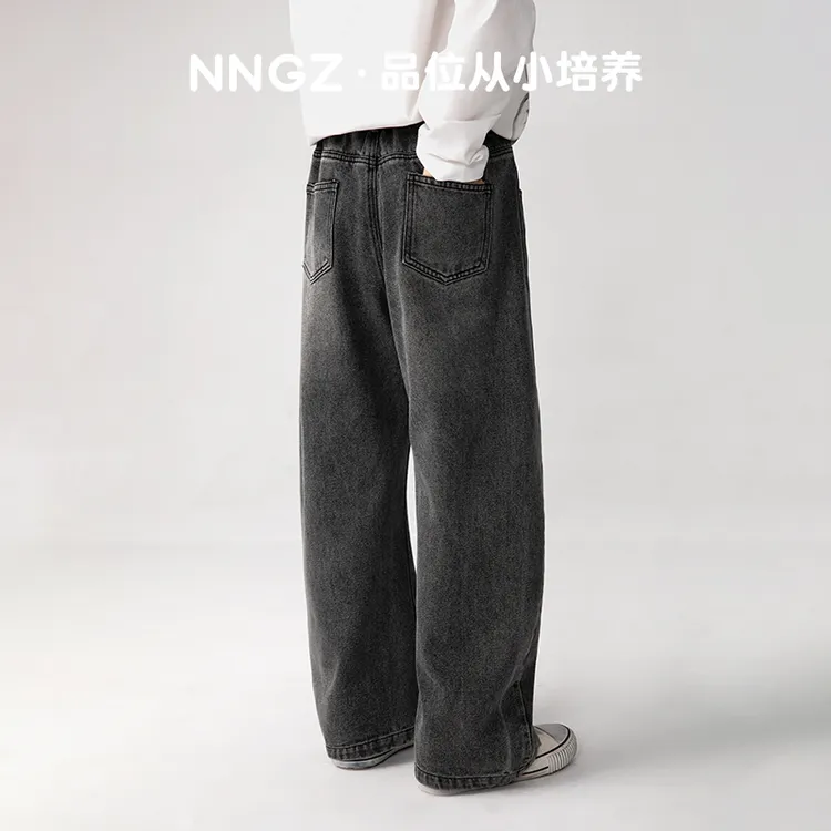 NNGZ女童百搭牛仔裤香蕉裤中大童宽松直筒裤B25CN1049G裤子阔腿裤